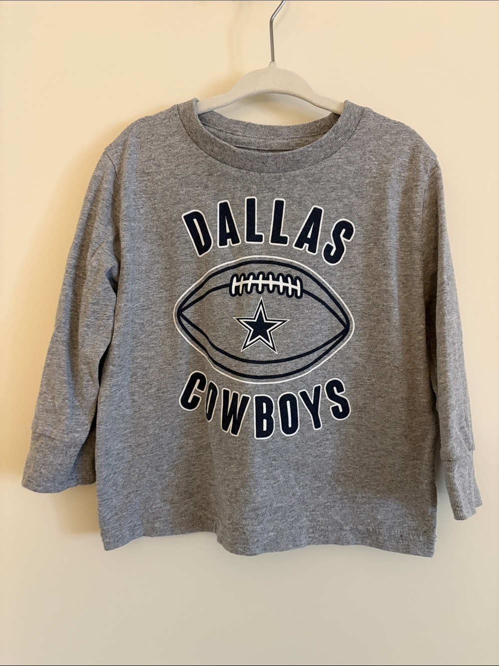 NFL Dallas Cowboys Gray Long-Sleeve Tee with Navy Logo